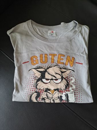 T-shirt, grau, mit Spruch, Grösse M
