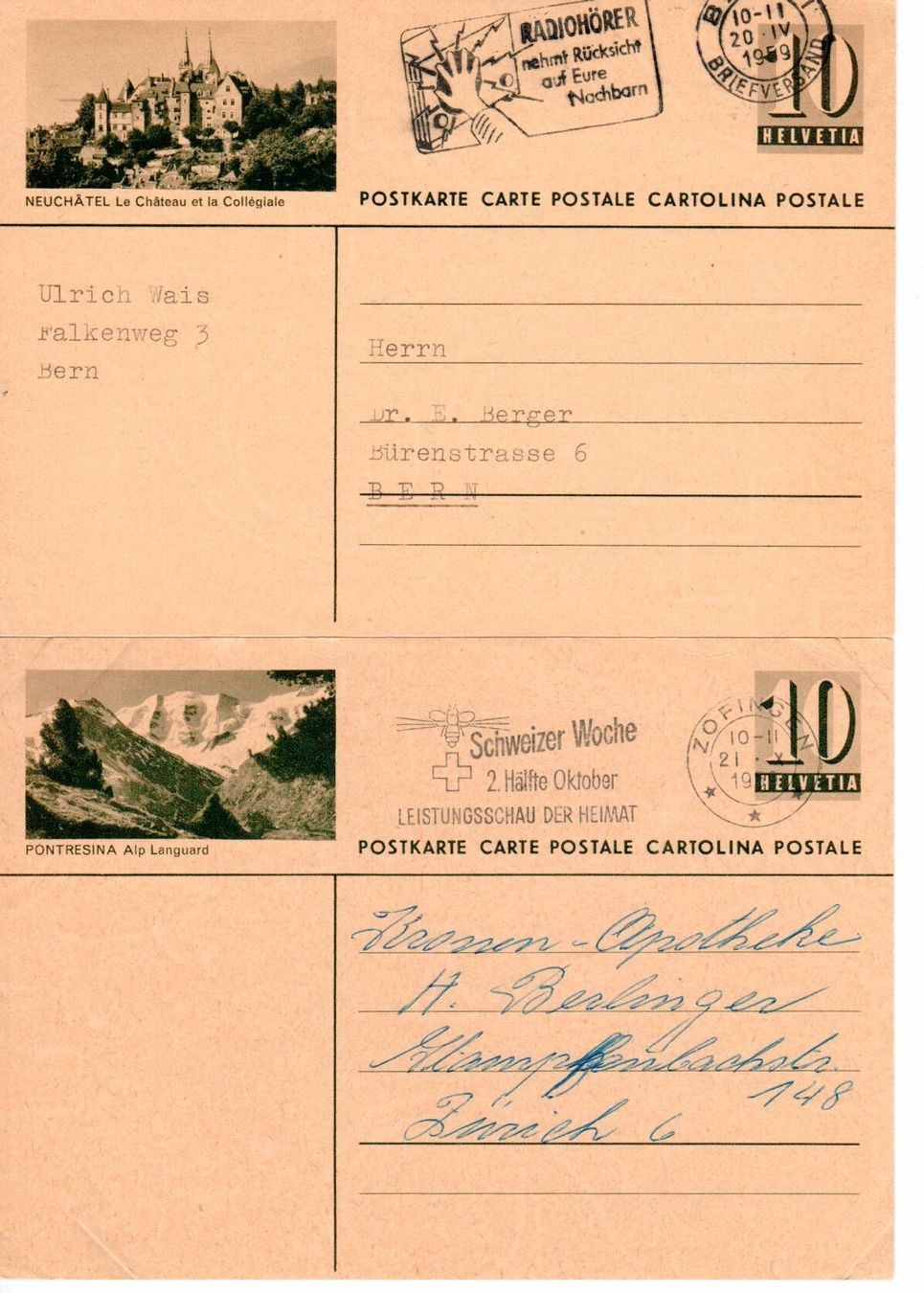 Tous les timbres: 10 Bildpostkarten Schweiz – D'occasion à Wolhusen par Curver9 2