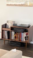 Stylisches Vintage-Plattenregal in Nussbaum – top Zustand