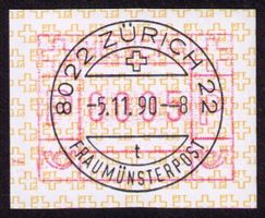 ATM 8A_VOLLSTEMPEL 5.11.90 ZÜRICH 22 FRAUMÜNSTER_ET-Standort