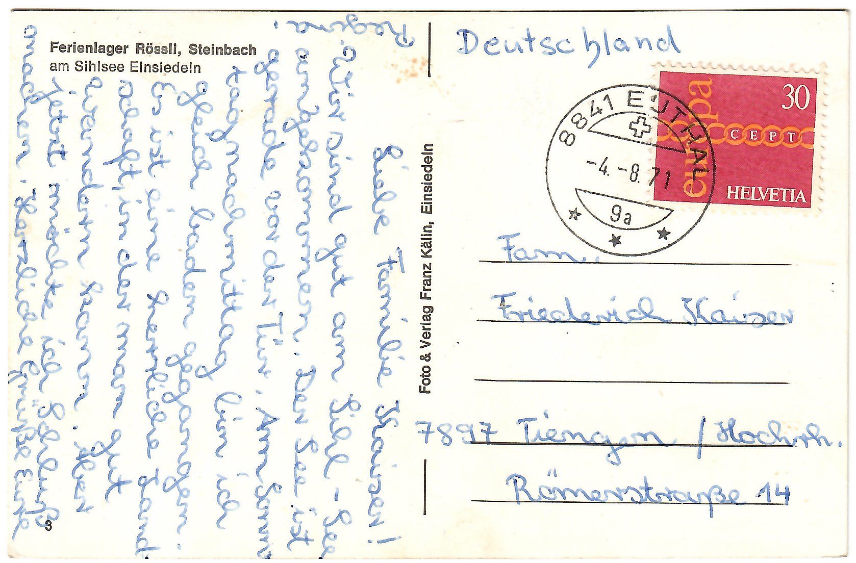 Cartoline postali: Ansichtskarte Einsiedeln, Ferienlager Rössli, Steinbach – Usato da Kerns venduto da etma3 1