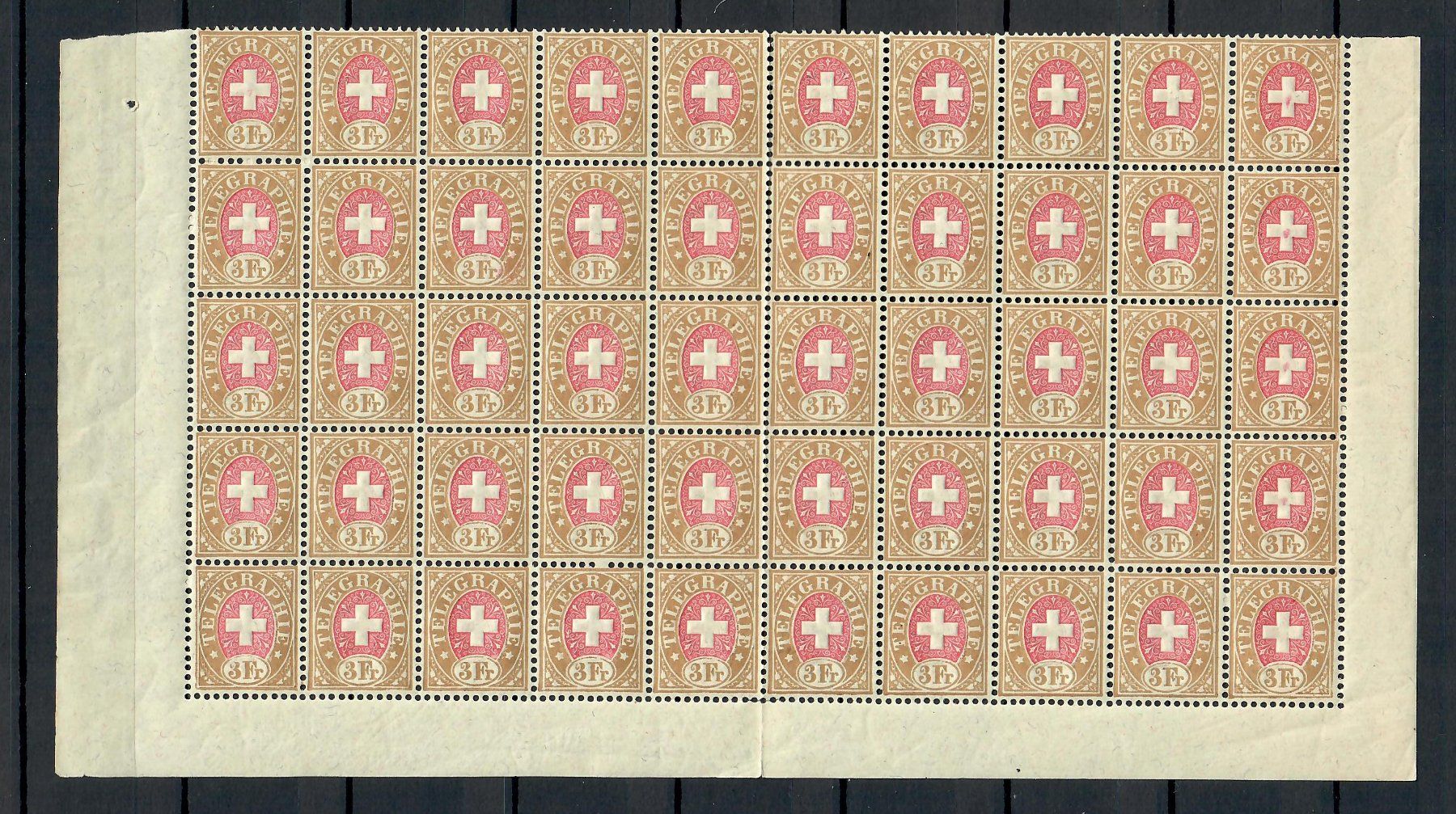 Tutti i francobolli: 1881: Telegraphenmarken Nr.  18/ 50er Block Postfrisch ** – Nuovo e nell'imballaggio originale da Endingen venduto da briefmarkenmeier57