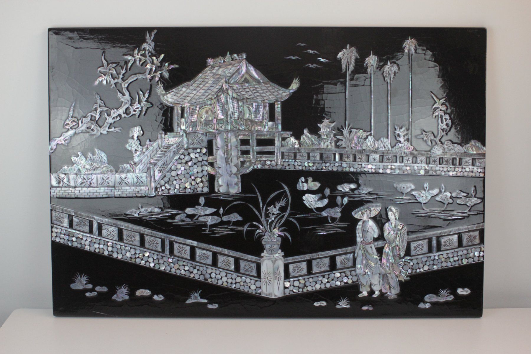 Dipinti: Asiatisches Lackbild mit Perlmutt Intarsien – Usato da Basel venduto da IRMAundFRED