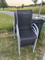 Stapelstühle Gartenmöbel Aluminium Textilbezug 4 Stück