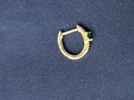 Gold-Creolen-Ohrring Smaragd + Brillanten 18 Karat