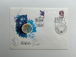 Sojus TM-14 Startbeleg 17.3.92 zur MIR Flade/Ewald mit 6 OU