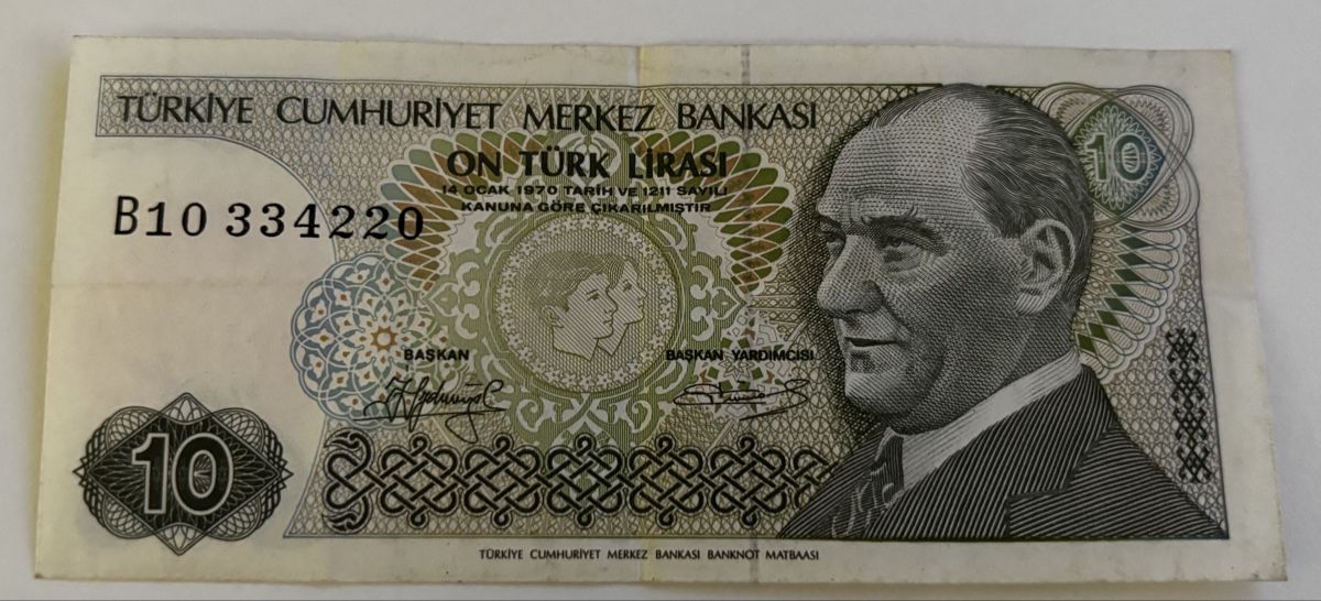 Banknoten: Türkei 10 Lirasi – Gebraucht aus Algetshausen von Carrhard
