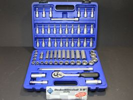 Zoll-Steckschlüsselsatz,  Antrieb 3/8", 61-teilig im Koffer
