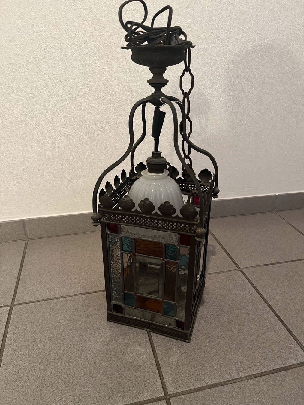 Lampen: Antike Laterne Lampe Buntglas – Gebraucht aus Lenz von Klimbim7083