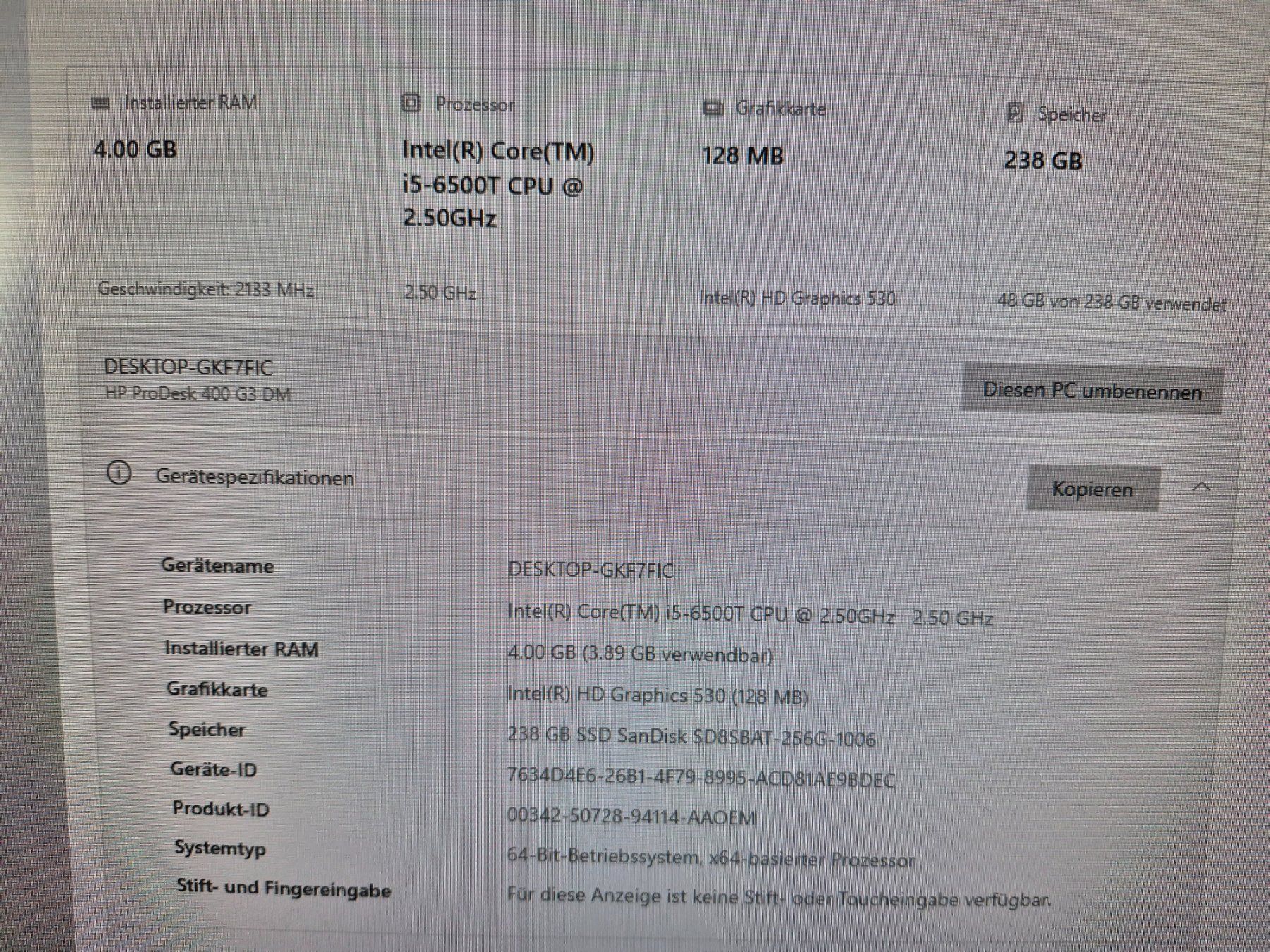 Hewlett Packard PC: HP ProDesk Mini PC Intel Core i5 Windows 10 – Usato da Rüti b. Lyssach venduto da Fidi4 3