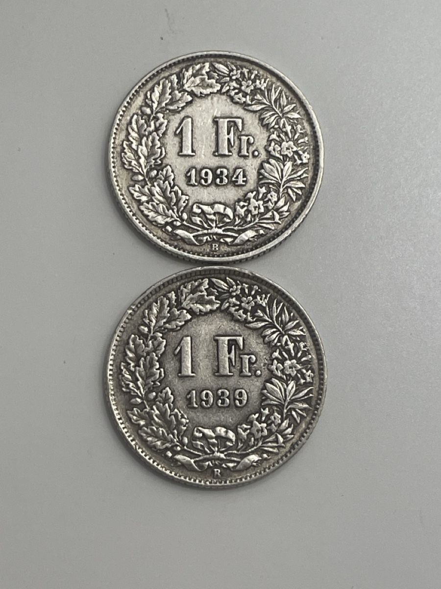 Tutti le monete: 1 Fr. Set 1934/1939 - rar! – Usato da Meilen venduto da Silver-Rules