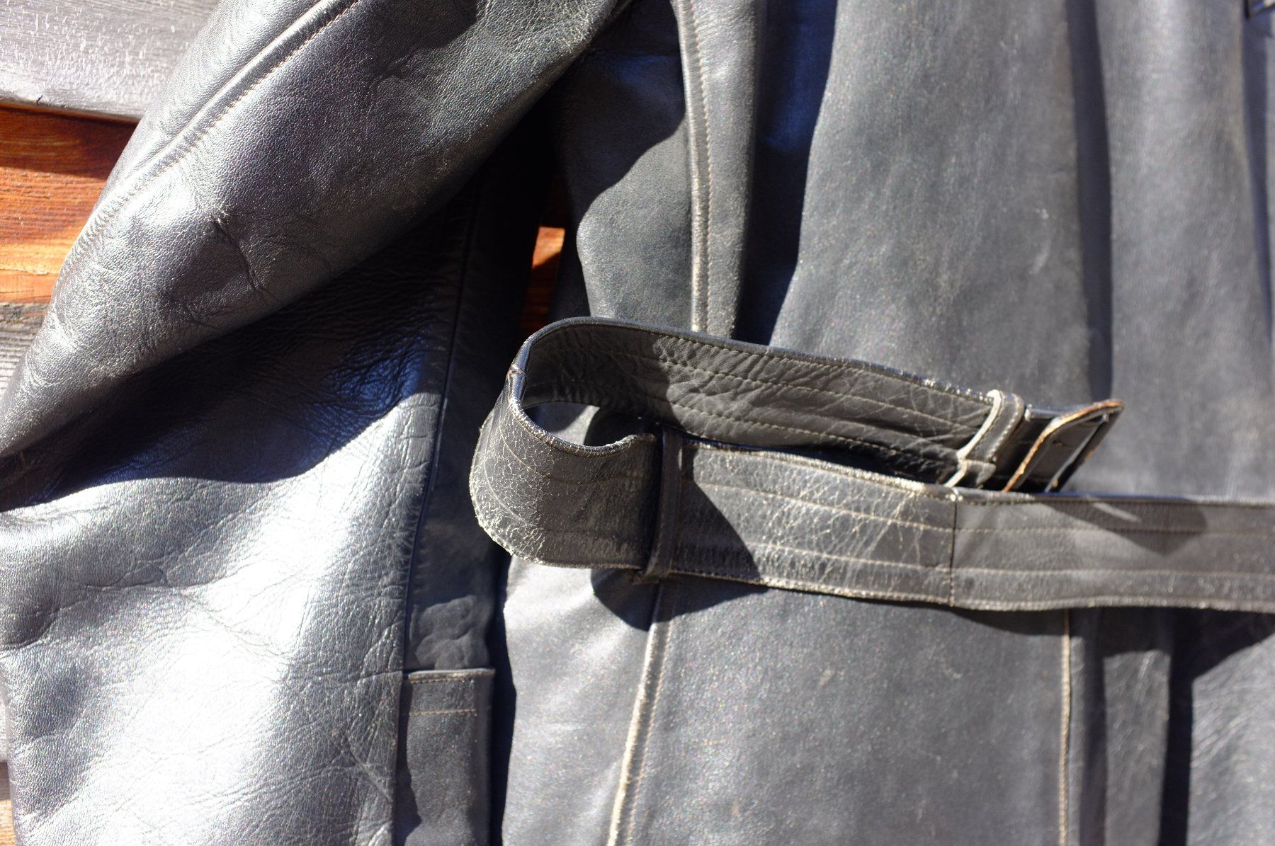 Giacche: Oldtimer lange leder motorjacke. – Usato da Ennenda venduto da HOLMEX 4