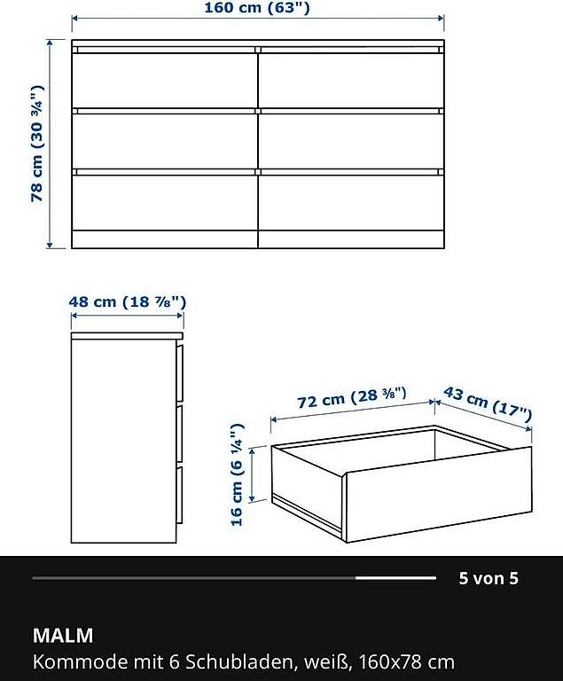 Cassettiere: Kommode Malm (weiss, matt) mit Glasplatte – Usato da Hausen AG venduto da sus_5fgn 2