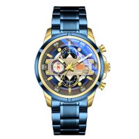 ⌚ Herrenuhr Sportuhr Blau Gold Quarz Wasserdicht NEU