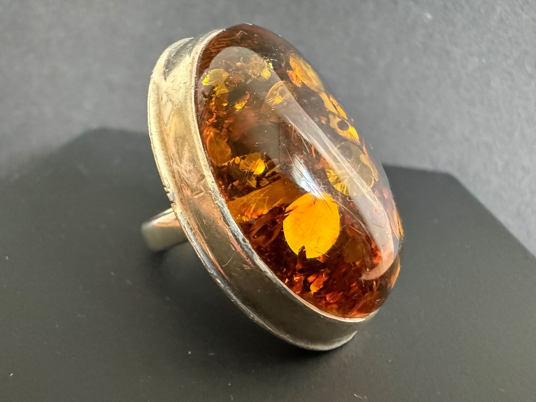 Bagues: Massiver Silber Ring mit Bernstein 925 – D'occasion à Spiegel b. Bern par Rogger72 1