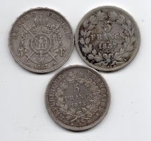 (1676) Frankreich, 3 x 5 Francs, 1873/67/73, ss, Silber