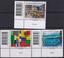 2012, Nr.1435-1437 "Städte CH" mit ET-Voll-Stempel + ECKTABS