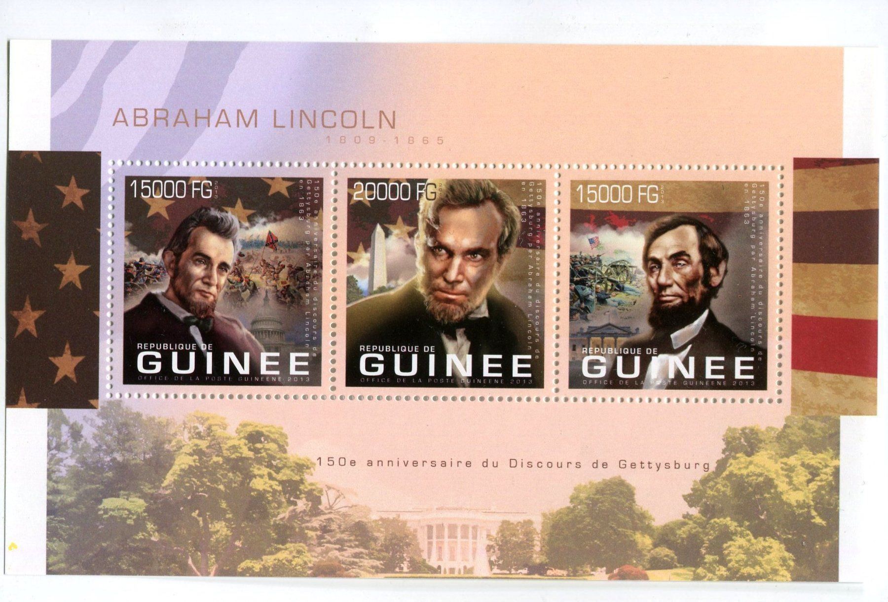 Alle Briefmarken: Block "Abraham Lincoln". Guinea – Neu und originalverpackt aus Basel von Butsch5