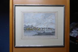 Orig. Kupferstich Perignon Rheinegg 1775 - Echtsilberrahmen
