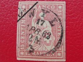 1862: 24G (24B4) fehlerfrei von WYL: 17.APR.1862 +Bogenrand!