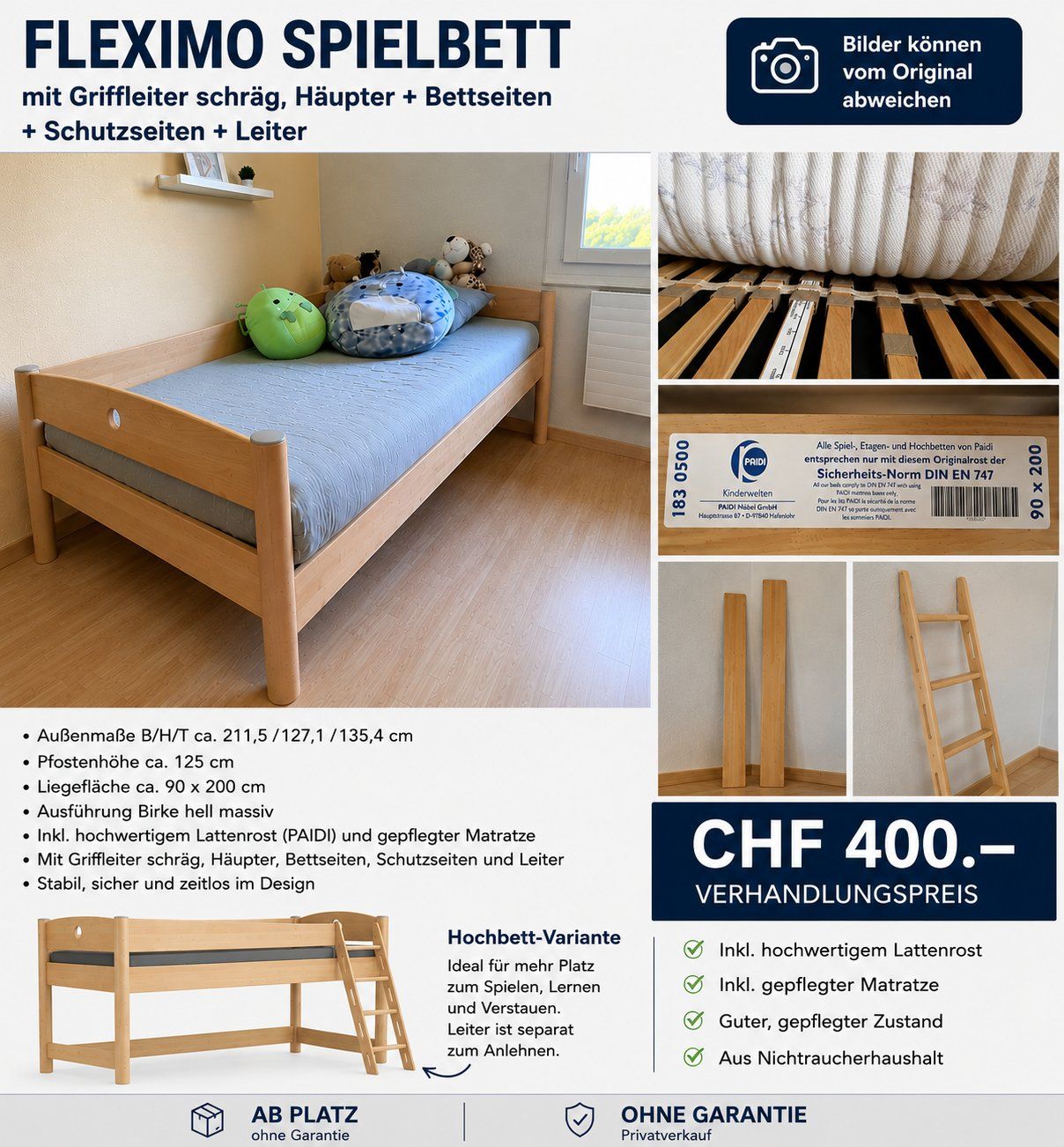 Paidi Letti: Fleximo Spielbett Birke massiv – Usato da Illnau venduto da Chripaje