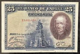 Spanien 25 Peseten, 15 August 1928, Seltenes Sammlerstück