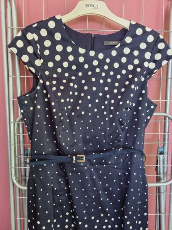 Dottkleid, Punktekleid, Marineblau Weiss