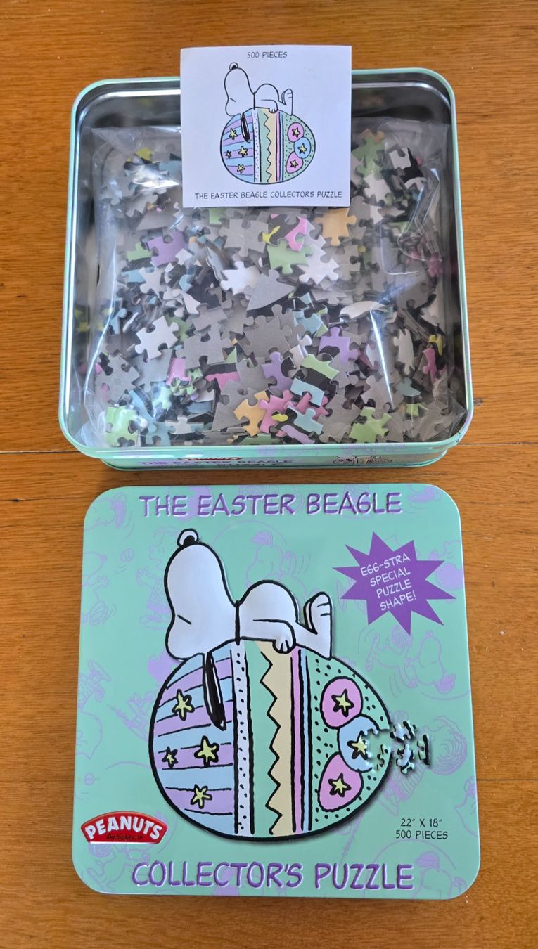 Puzzle: Puzzle Snoopy,  Ei-Form,  Blechdose – Usato da Rheinau venduto da MakalekaAloha 6