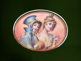 PRAG UM 1890, Antike Miniatur Portrait - Brosche