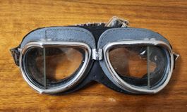 Climax España Vintage Motorradbrille Fliegerbrille Leder