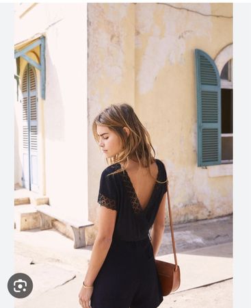 Combinaison shirt Anny noire Sézane taille 36 dos décolleté 
