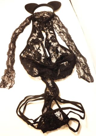 Sexy Katzen-Cosplay Lingerie Set – Schwarz mit Spitze – NEU