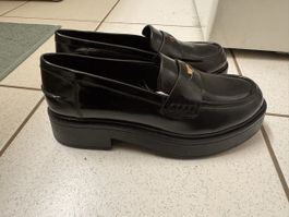 Black Loafers with Gold Detail Size 41 New Condition