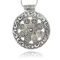 Grosse Blume Anhänger, antik Silbern, 71x61mm , 1 Stück