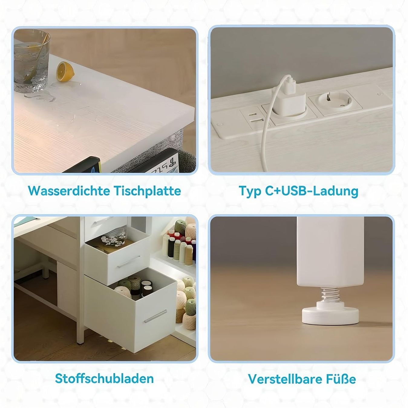 Scrivanie: Schreibtisch Eckschreibtisch mit USB Steckdose Weiss – Nuovo e nell'imballaggio originale da Schaffhausen venduto da AllesMussRaus90 6