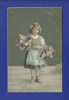 ENFANT - Jeune fille et fleurs // pli d'angle //