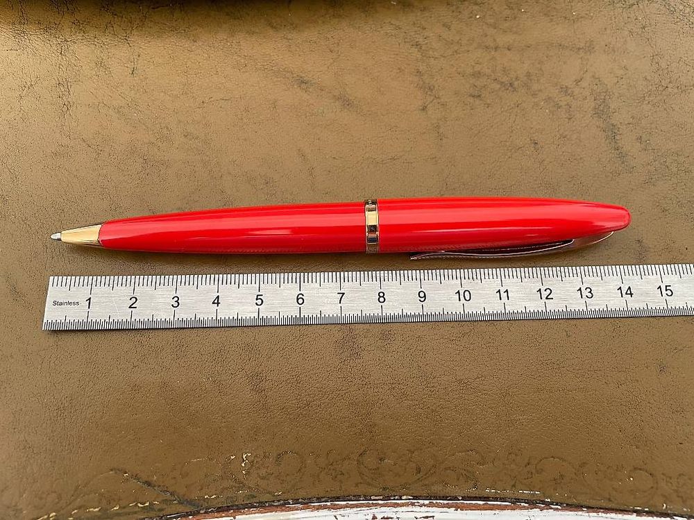 MAGNIFIQUE STYLO BILLE WATERMAN CARENE EN LAQUE ORANGE & PL. OR 18 CARATS