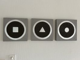 3er Set Leinwandbild Silber Grau Deko modern