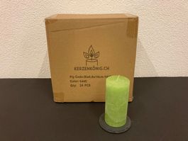 Kerzen 6,8 x 14 cm, Karton mit 24 Stk, Aktions-Preis, h.Grün