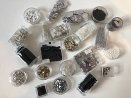 SILVER Pailletten Perlen Strass Glitter