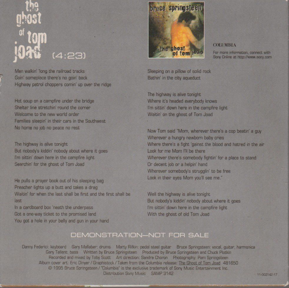 CDs: BRUCE SPRINGSTEEN promo cd's THE GHOST OF TOM JOAD – Gebraucht aus Vezia von Aquarius_Age 2