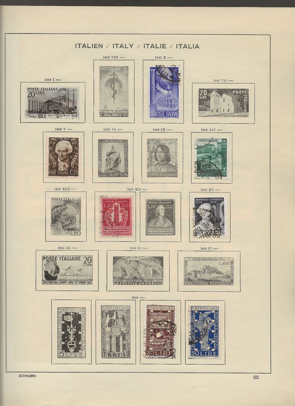 Alle Briefmarken: Marken Italien 1946 bis 1951 – Gebraucht aus Au ZH von xelagreb01 4