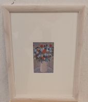 3 Bilder mit Karten mit Passepartout gerahmt, Blumenmotive