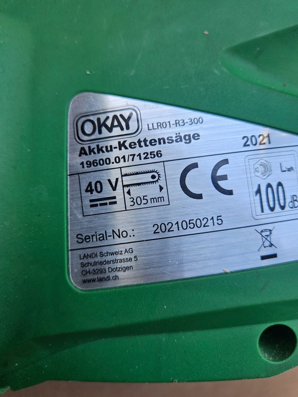 Seghe: OKAY Akku Motorsäge 40V – Usato da Meierskappel venduto da Andisebi 1