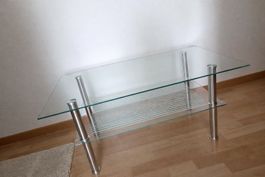 Glas Couchtisch, Beistelltisch mit Chromfüssen, Top!