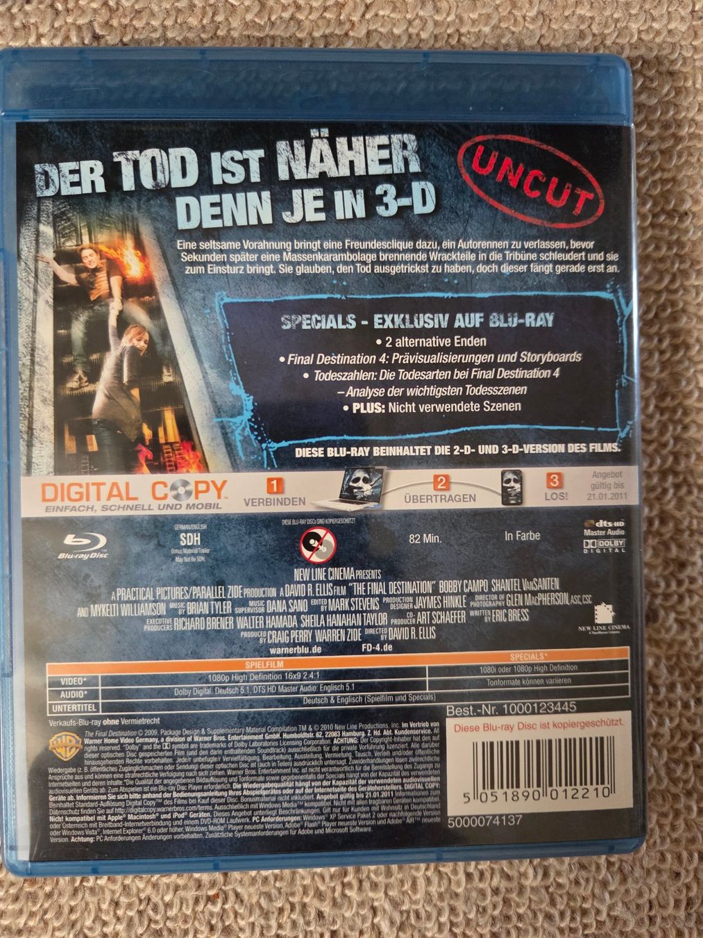 Tutti i DVDs: Final Destination 4 in 3-D Blu-ray – Usato da Mollis venduto da Cadillac58 1
