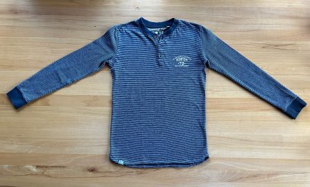Blau/Grau gestreifter Kinderpullover Grösse 164
