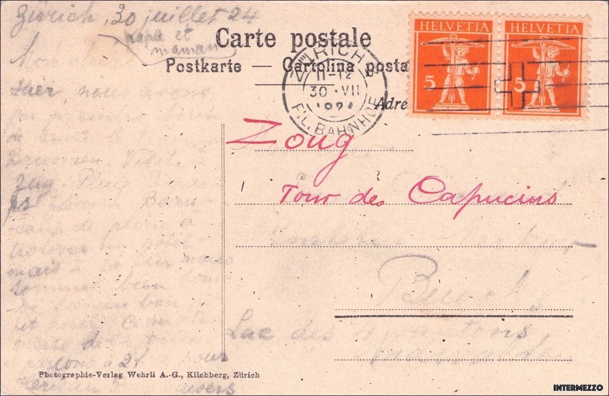 Cartoline postali: Zug // Kapuzinerturm 1924 – Usato da Basel venduto da intermezzo12 1