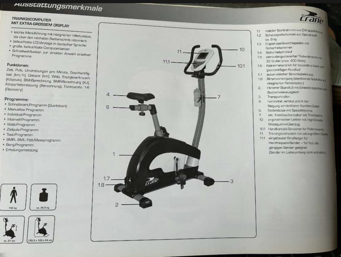 Hometrainer: Crane S12 Power Ergometer Studio-Qualität - Top – Gebraucht aus Othmarsingen von  1