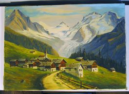 Brandt Dorf mit Bergen Oel auf Leinwand